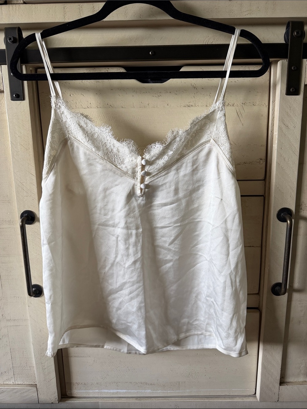 Abercrombie & Fitch White Lace Trim Satin Camisole